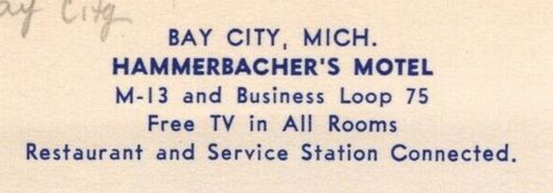 Pauls Motel of Bay City (Hammerbachers Motel) - 1959 Postcard